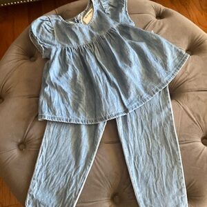 Toddler girl denim outfit